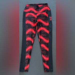 Zumba Wear Strong ID Women’s Black and Red Dance Workout Leggings Size Medium